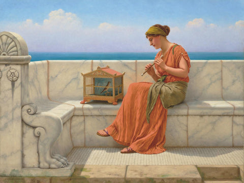Songs Without Words - John William Godward RBA - Neo-Classicist Art Painting - Life Size Posters by John William Godward