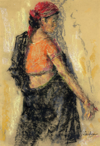Standing Lady - Sailoz Mookherjea - Bengal School Art - Indian Painting by Sailoz Mookherjea