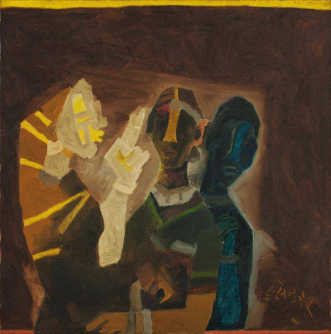 Standing Women - M F Husain Figurative Painting by M F Husain