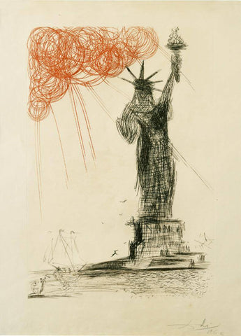 Statue Of Liberty - Salvador Dali - Surrealist Illustration Print by Salvador Dali