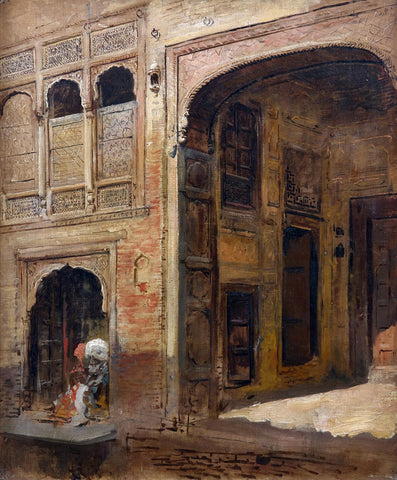 Street Scene - Edwin Lord Weeks - Vintage Orientalist Art Painting Of India - Life Size Posters by Edwin Lord Weeks