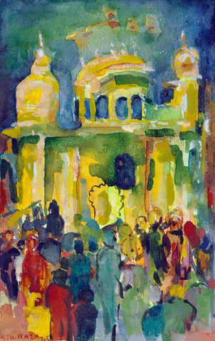 Street Scene  Sayed Haider Raza - Early Works by Sayed Haider Raza