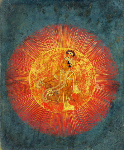 Surya Narayana (Sun God) - Basohli Guler - 15th Century Vintage Indian Painting - Life Size Posters by Raghuraman