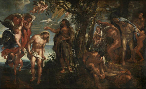 The Baptism Of Christ (Doopsel Van Christus) - Peter Paul Rubens - Christian Art Masterpiece Painting by Peter Paul Rubens