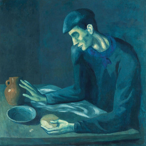 The Blind Mans Meal  - Pablo Picasso Painting (Early Works - Blue Period) - Life Size Posters by Pablo Picasso