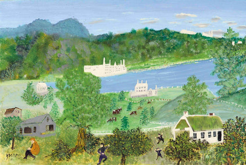 The Deep River - Grandma Moses (Anna Mary Robertson) - Folk Art Painting II by Grandma Moses