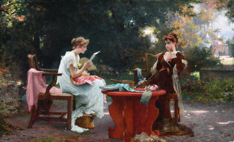 The First Love Letter - Marcus Stone R A - Victorian Romantic  Painting - Life Size Posters by Marcus Stone R A