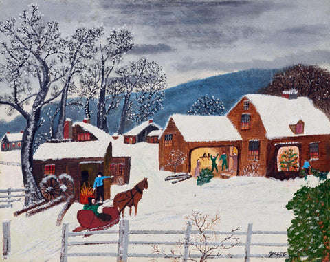 The Lonely Traveler - Grandma Moses (Anna Mary Robertson) - Folk Art Painting II by Grandma Moses