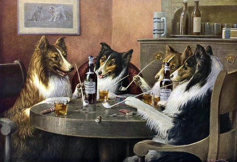 The Reunion - Dogs Playing Poker -  Cassius Marcellus Coolidge - Canvas Prints