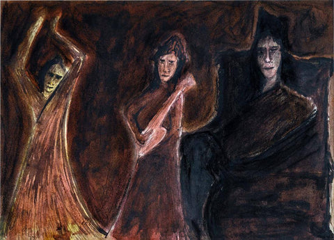 Three Bauls - Rabindranath Tagore - Bengal School Painting by Rabindranath Tagore