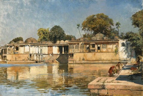 Tomb Of The Sultans And Lake At Sarkhej Near Ahmedabad - Edwin Lord Weeks - Vintage Orientalist Art Painting Of India - Life Size Posters by Edwin Lord Weeks