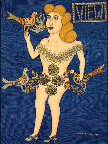 View - Morris Hirshfield - Modern Primitive Art Painting by Morris Hirshfield