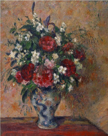Still life with peonies and mock orange Large Canvas Print Rolled • 28x36 inches (On Sale) by Camille Pissarro