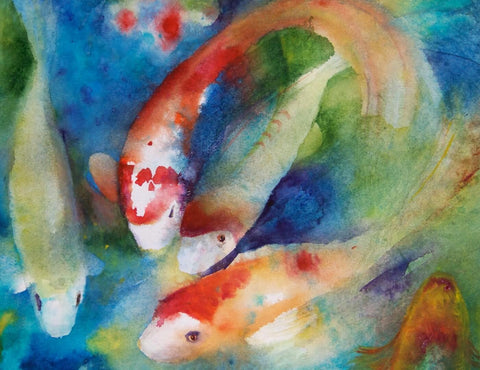 Koi Fishes Art by Roselyn Imani