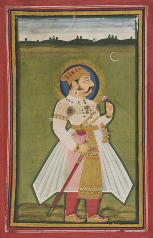 Indian Miniature Art - Rajput Painting - King Humayun by Angele Hammonds