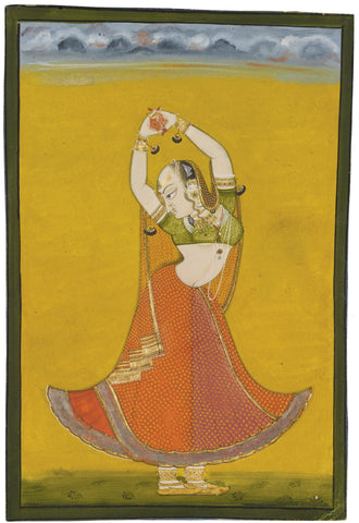 Indian Miniature Art - Folk Art - Dancing Lady by Angele Hammonds