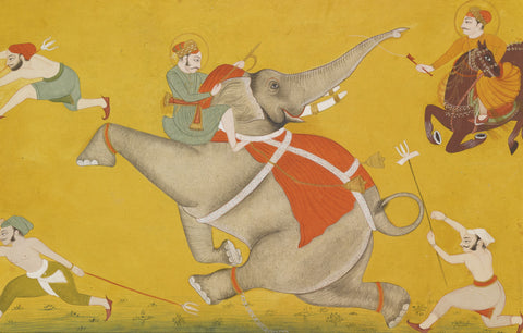 Indian Miniature Art - Pahari Style - The Battle by Angele Hammonds