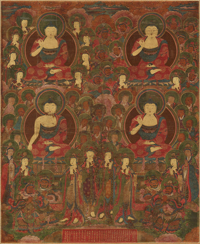 Gathering Of Four Buddhas - Large Art Prints by Anonymous Artist