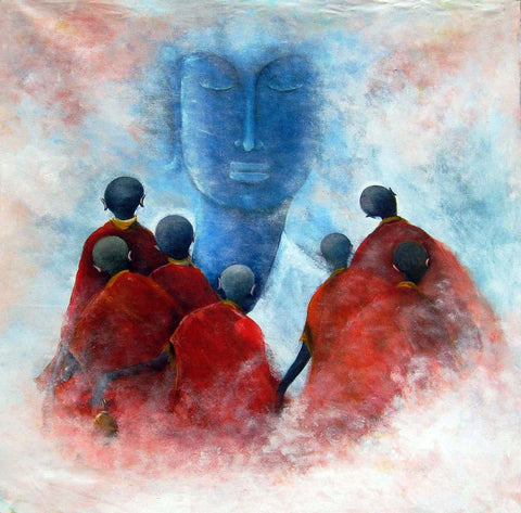 Buddha With Disciples - Canvas Prints by Sina Irani