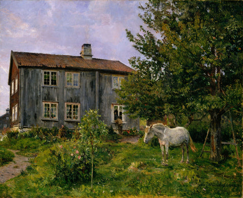 At The Farm, Ulvin - Canvas Prints by Gerhard Munthe