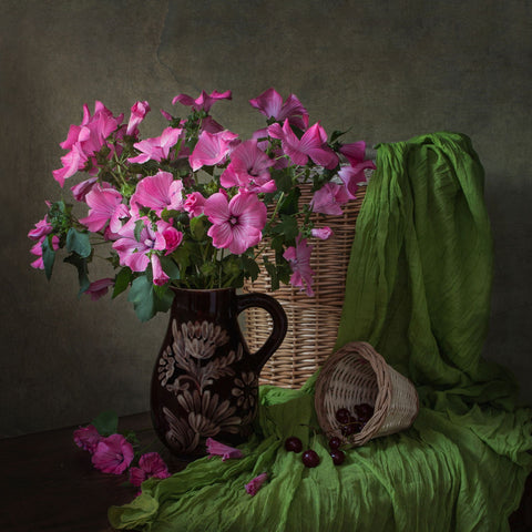 Still Life With Pink Flowers by Iryna Prykhodzka