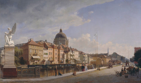 Rear View Of The Houses At Schloßfreiheit - Life Size Posters by Eduard Gaertner