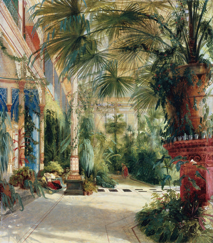 The Interior Of The Palm House - Large Art Prints by Carl Blechen