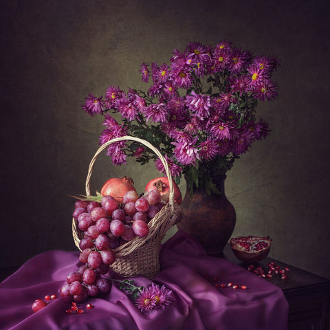 Still Life In Purple Colors by Iryna Prykhodzka
