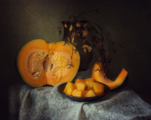 Still Life With Pumpkin - Canvas Prints by Iryna Prykhodzka