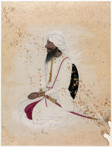 19 th Centruy Sikh Soldier From Lahore - Vintage Punjab Sikhism Art Painting - Framed Prints