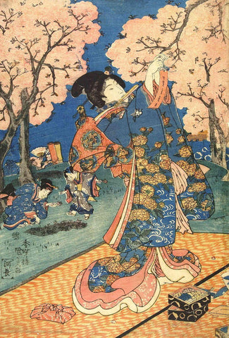 Cherry Blossom Viewing Party (Hanami) - Utagawa Kunisada I - Japanese Woodblock Print - Framed Prints by Utagawa Kunisada