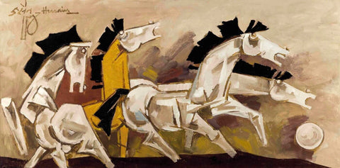 Running Horses - Posters by M F Husain