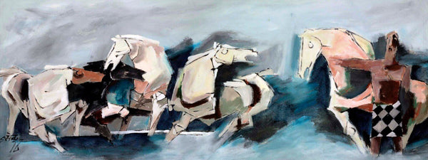 Untitled - Husain Horses - Framed Prints