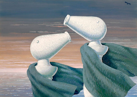 The Sentimental Colloque (Le colloque sentimental) – René Magritte Painting – Surrealist Art Painting by Rene Magritte