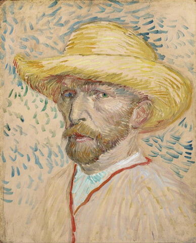 Self-Portrait with Straw Hat - Posters by Vincent Van Gogh