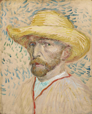 Self-Portrait with Straw Hat by Vincent Van Gogh