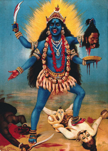 Kali - Canvas Prints by Raja Ravi Varma