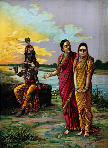 Radha Krishna (Manini Radha) - Canvas Prints by Raja Ravi Varma