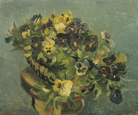 Basket of Pansies - Canvas Prints by Vincent Van Gogh