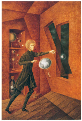 Phenomenon of Weightlessness (Fenómeno de ingravidez) – Remedios Varo – Surrealist Painting by Remedios Varo