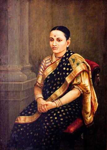 Portrait of a Lady - Canvas Prints by Raja Ravi Varma