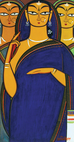 Three Pujarins by Jamini Roy