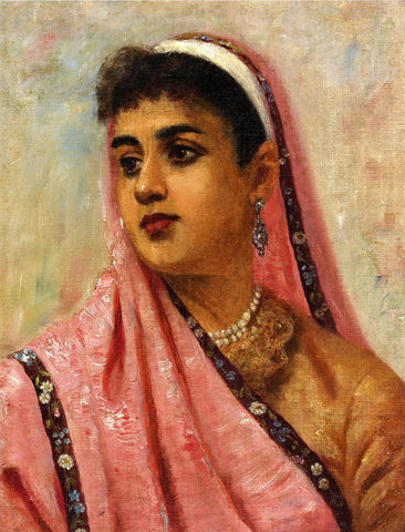 Portrait of a Parsee Lady - Canvas Prints by Raja Ravi Varma