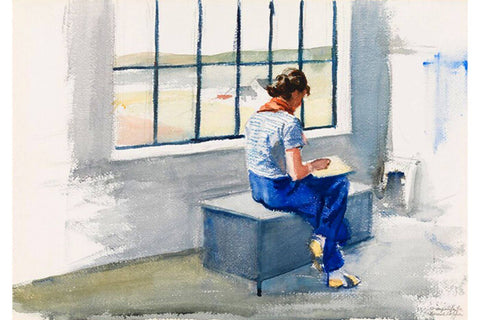 Jo Sketching in the Truro House (Watercolor) – Edward Hopper by Edward Hopper