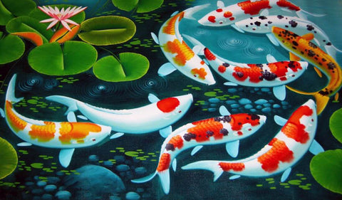 Koi Fish - Family Unity And Prosperity - Feng Shui Painting by Roselyn Imani