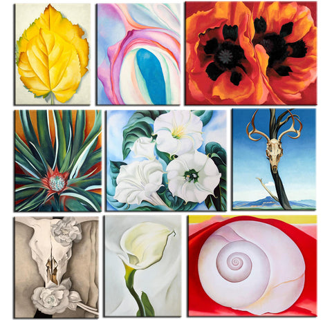 Set of 10 Best of Georgia O'Keeffe Paintings - Poster Paper (12 x 17 inches) each