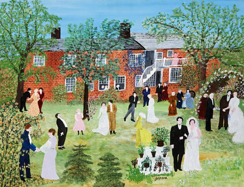 A Country Wedding - Grandma Moses (Anna Mary Robertson) - Folk Art Painting by Grandma Moses