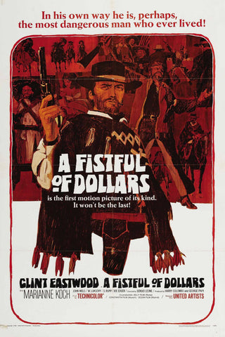 A Fistful Of Dollars - Clint Eastwood -  Hollywood Spaghetti Western Vintage Movie Poster - Canvas Prints