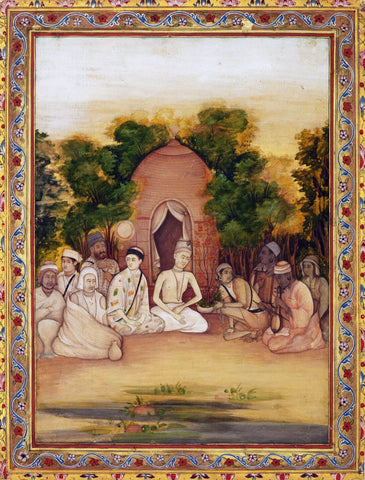 A Gathering Of Holy People Of Different Faiths - c1770 - Mir Kalan Khan - Mughal Miniature Art Indian Painting - Posters by Mir Kalan Khan