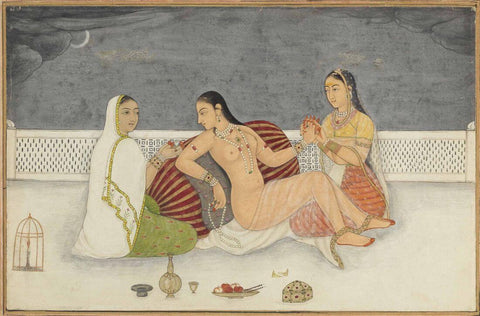 A Lady Preparing For The Bedchamber - Mughal School - C.1730 - 40 -  Vintage Indian Miniature Art Painting - Posters by Miniature Vintage